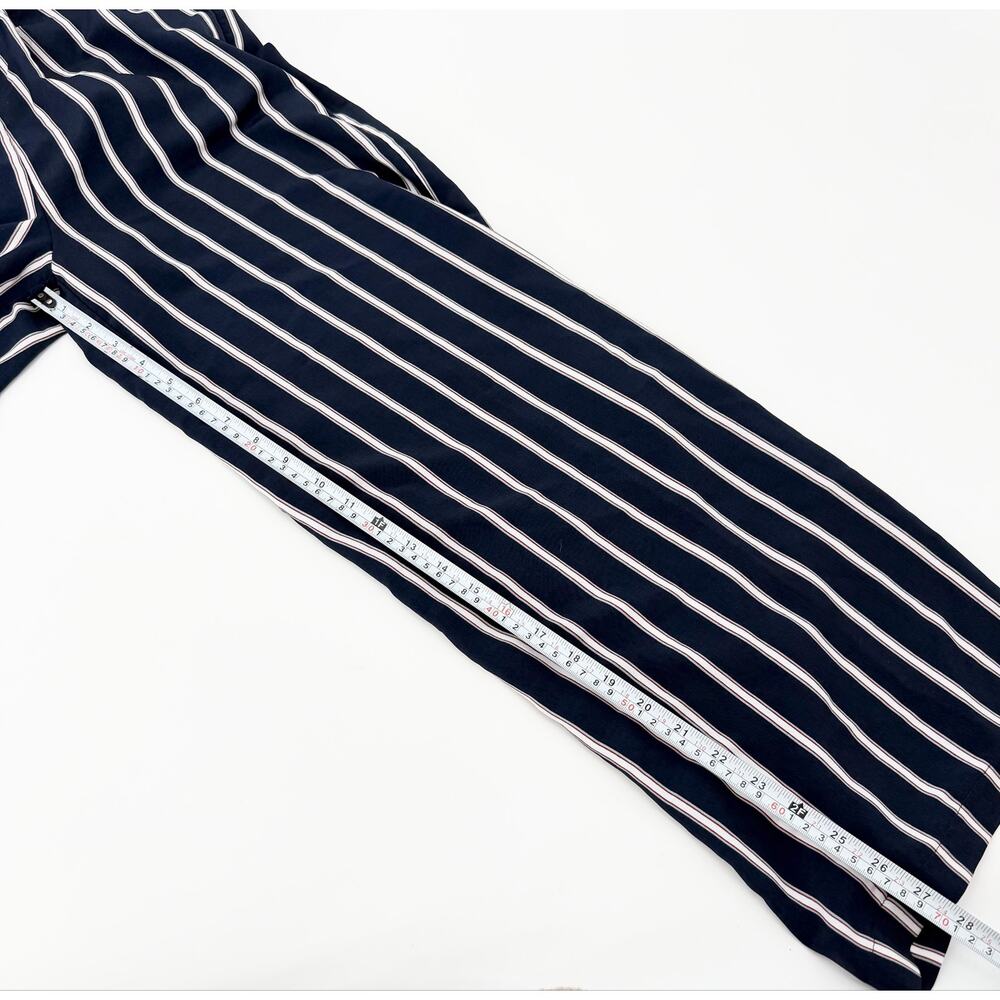 Davi & Dani Navy Striped Wide Leg Jumpsuit Open Back Tie Women Small - Picture 6 of 9
